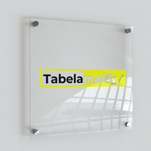 Cartello porta in plexiglass trasparente