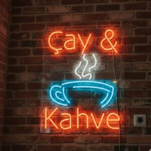 Letreiro de néon LED para chá e café: design decorativo iluminado para bares e restaurantes.