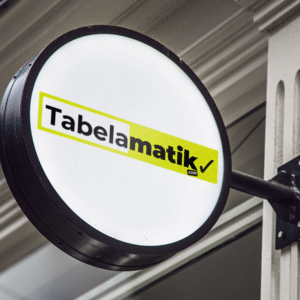 Rund upplyst lyktaskylt