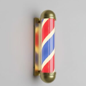 Illuminated Rotating Barber Pole – Red, White, Blue | Wall-Mounted Classic Barber Pole