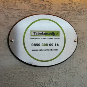 Elips metal - ahşap ofis kapı tabelası