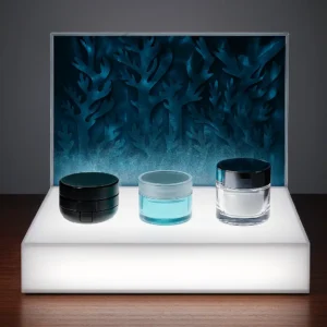 LED Işıklı Özel Akrilik Masa Tezgahı Makyaj Teşhir Standı