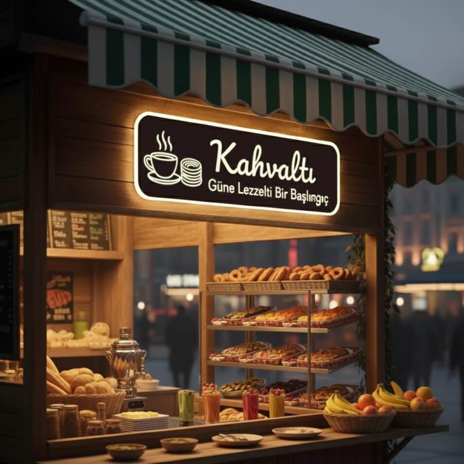 Işıklı Kahvaltı Tabelası