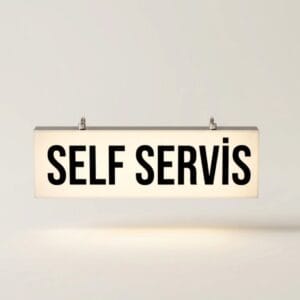 Self Servis Işıklı Pleksi Tabela – 20x65 cm – Duvar ve Asma Montajlı