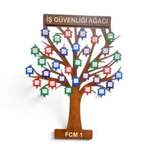 İş Güvenliği Ağacı - Ahşap Duvar Panosu | Kurumsal İSG Takip Panosu